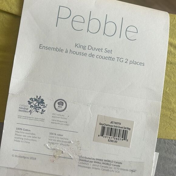 BlueBellGray Pebble King size Duvet Cover Set NEW - Picture 3 of 4